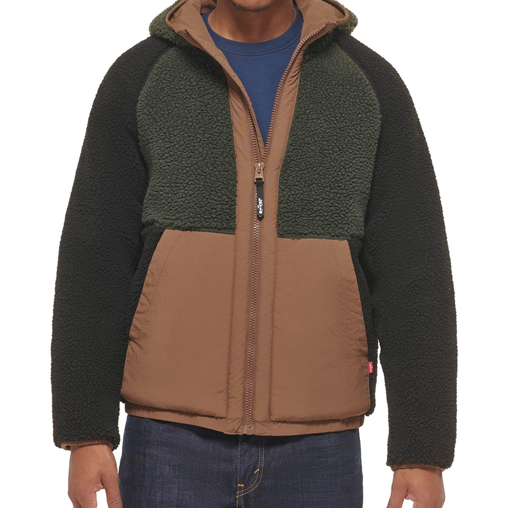 Levi's Men's Black and Brown Puffer Jacket